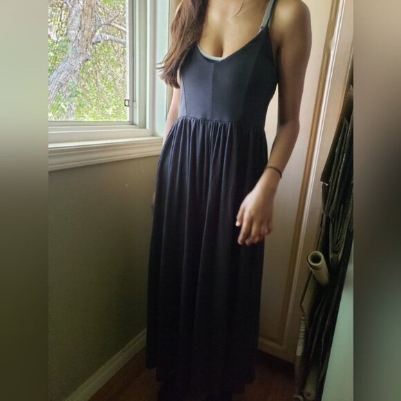 Simons Blue Pleated Maxi Sundress Stret hy Material - Picture 1 of 11